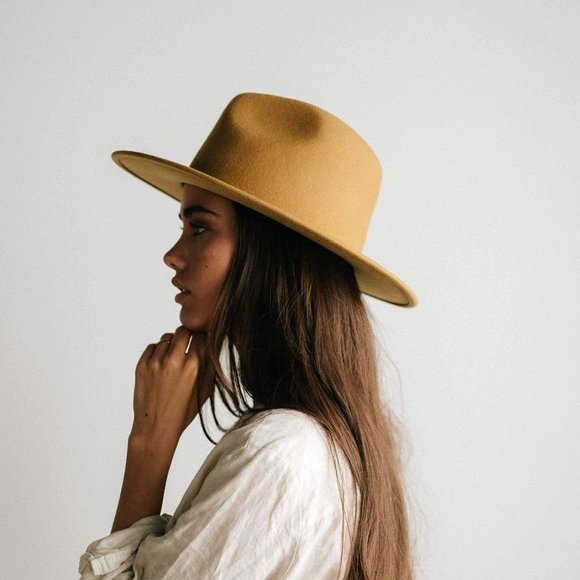 Gigi Pip Wes Fedora Mustard w/ Rope Band and Beads